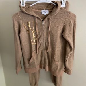 NWT Wildfox Westminster Hoodie Pant Logo Gold Foil SET 7/8 Girls